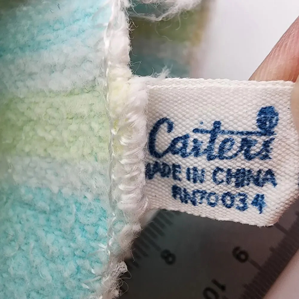 Vintage Carters Baby Receiving Blanket Pink Blue Yellow Plaid Stripe 100% Cotton
